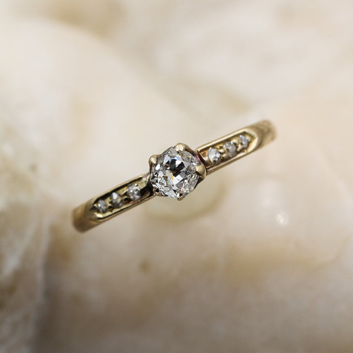 c1880 18k .28ct Old Mine Cut Diamond Ring