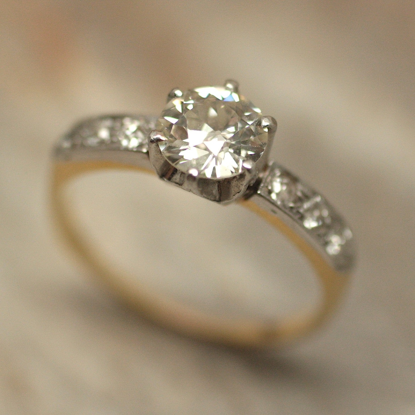 Circa 1920 18K&Platinum Diamond Engagement Ring