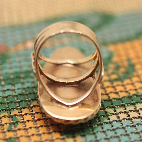 14K & Carved Walrus Ivory Ring