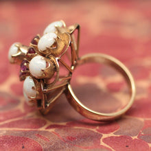 Circa 1960  Opal & Ruby Cocktail Ring