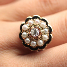 Circa 1930 Diamond, Pearl, and Enamel Ring