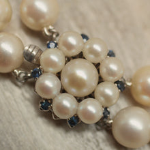 Double Strand Akoya Cultured Pearl Necklace w Sapphires