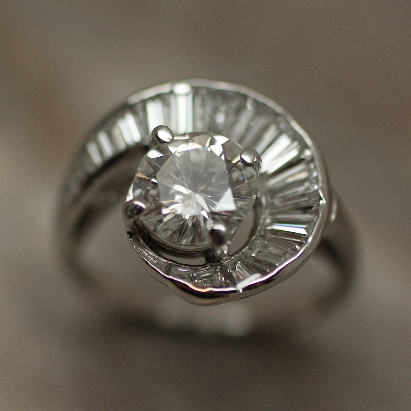 Circa 1950 Platinum & Diamond Swirl Ring