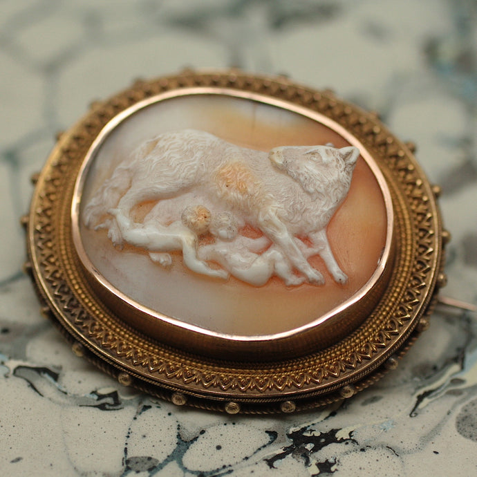 Circa 1870 Romulus & Remus Cameo with Photo