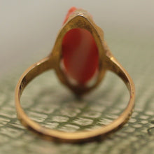 Circa 1930-1950 Carved Coral Cameo Ring