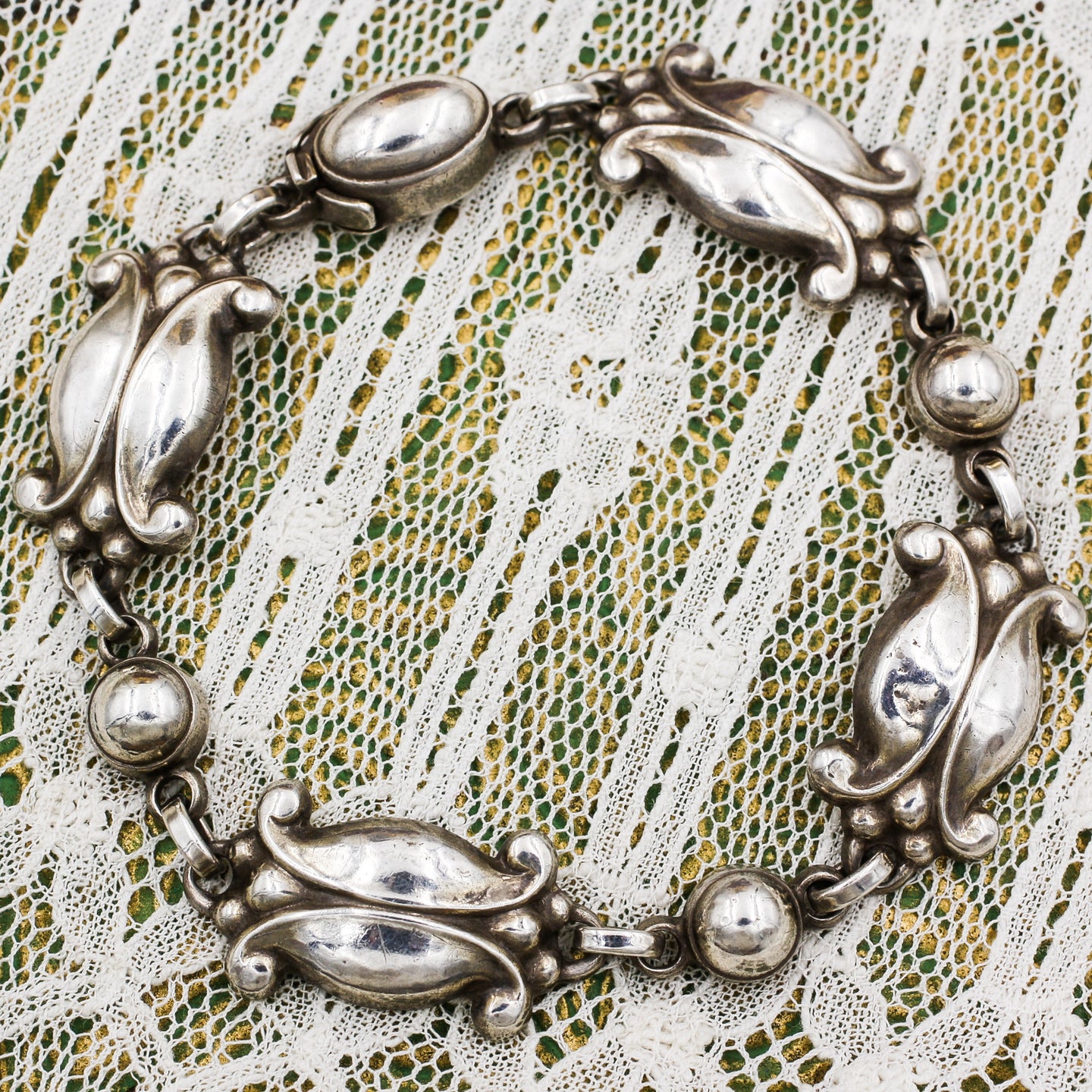 1933-44 Sterling Georg Jensen Moonlight Blossom Bracelet