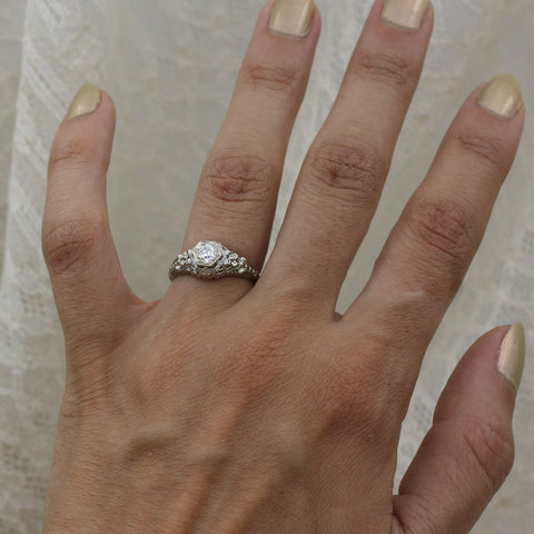 1920s 18k Filigree F VVS Diamond Ring