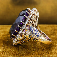 c1880 Russian Amethyst and Diamond Enamel Ring