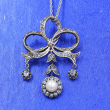 c1910-30 Rose Cut Diamond Bow and Flower Drop Pendant Brooch