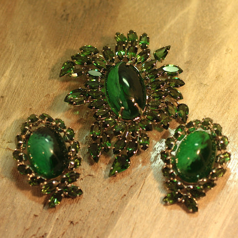 1961 Christian Dior Green Glass Earrings