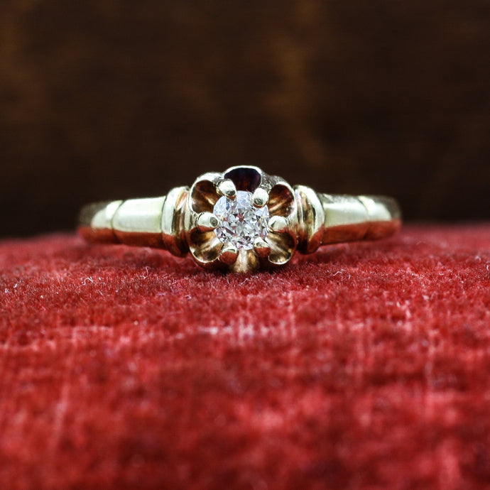 c1890 Fine Old Mine Cut Diamond Solitaire