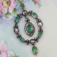 c1860 Colombian Emerald and Rose Cut Diamond Pendant