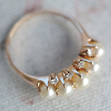 Circa 1900 14K Pearl & Diamond Ring