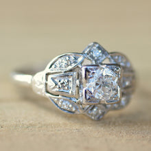 Circa 1920 Handmade Platinum & Diamond Ring