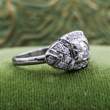 c1920 Handmade Platinum Diamond Ring with Pavé Setting