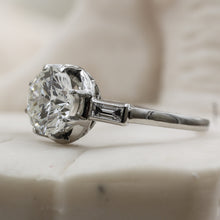1940s Platinum Engagement Ring- Side View