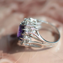 Circa 1950 Russian Amethyst & Diamond Ring
