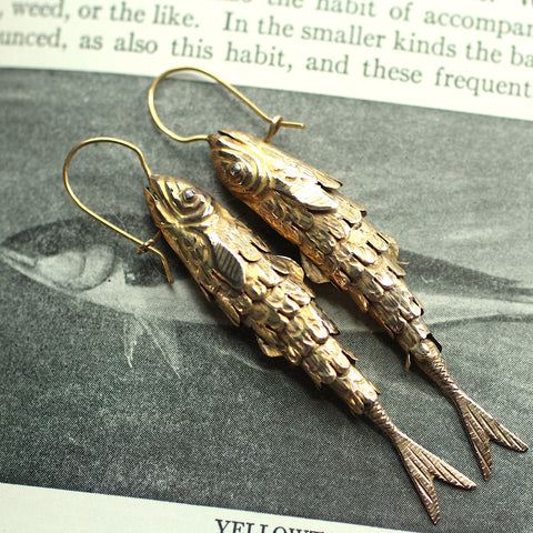 Vintage 14K Fish Earrings