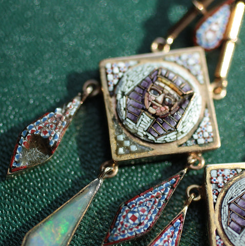 Circa 1840-1870 Micro Mosaic Egyptian Revival Earrings