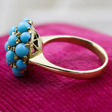 1930s-50s 18k Persian Turquoise Cluster Ring- Side View