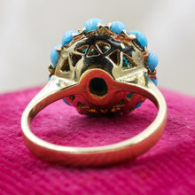 1930s-50s 18k Persian Turquoise Cluster Ring- Under side View