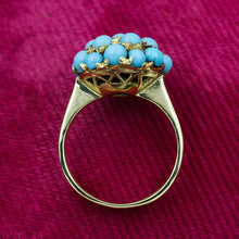 1930s-50s 18k Persian Turquoise Cluster Ring- Flat View