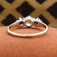 c1910 Old European Cut Diamond and Fine Sapphire Ring