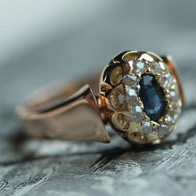 Circa 1890 Handmade 18K Sapphire & Diamond Ring