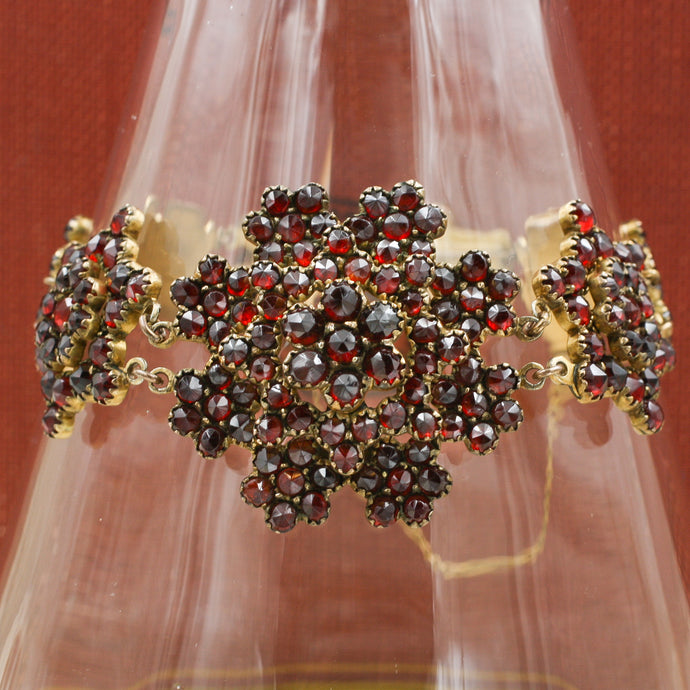 Victorian Bohemian Garnet Flower Bracelet