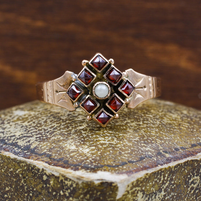 c1880 Rose Gold Garnet Ring