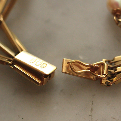Circa 1980 18K & Pearl Italian Bracelet