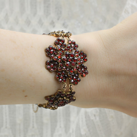 Victorian Bohemian Garnet Flower Bracelet