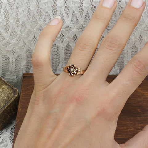 c1880 Rose Gold Garnet Ring