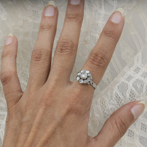 1850s-60s Rose Cut Diamond Cluster Ring