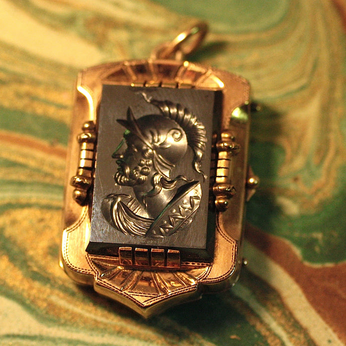 Circa 1890 Hematite Intaglio & Onyx Fob