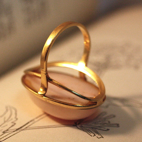 Circa 1950 Italian 18K & Coral Ring
