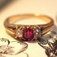 Circa 1890 14K Diamond & Ruby Ring