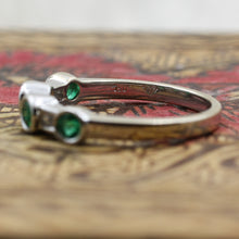 Alternating Round Cut Emerald and Baguette Cut Diamond Band- hallmarks