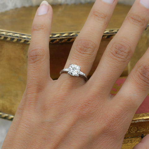 1940s Handmade Platinum 1.81 carat Old European Cut Diamond Ring