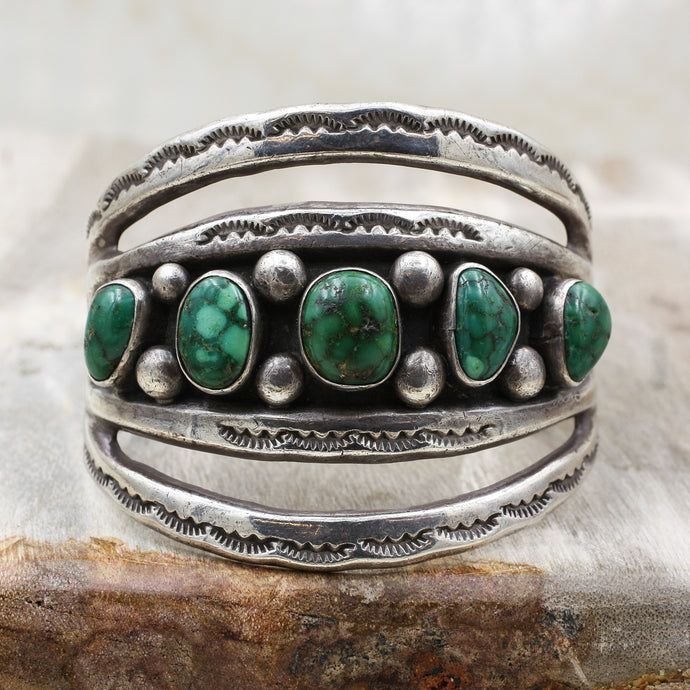 c1970 Navajo Turquoise Cuff by Morty Johnson