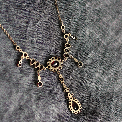 Circa 1930's Bohemian Garnet Festoon Necklace