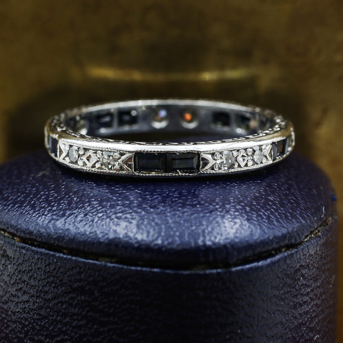 1920s Platinum Diamond and Sapphire Eternity Band