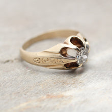 Circa 1900 14K gold 'belcher' set diamond ring