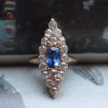 Circa 1890 Sapphire & Diamond Navette Ring