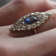 Circa 1890 Sapphire & Diamond Navette Ring