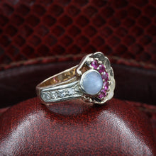 Retro Star Sapphire and Ruby Ring
