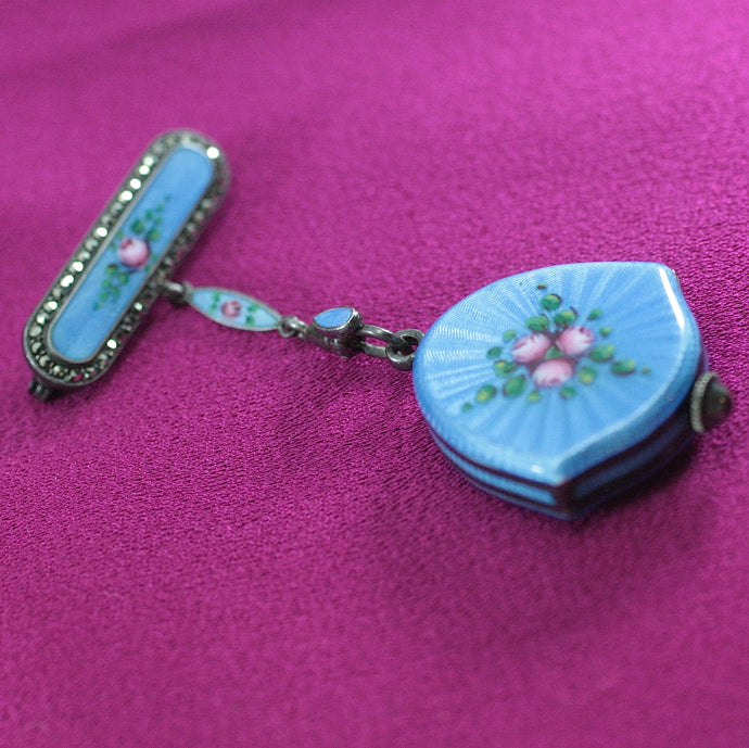 Circa 1930's Bucherer Sterling & Enamel Brooch Pin