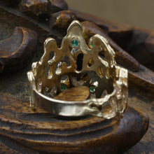 Brutalist Boulder Opal and Emerald Ring c1970