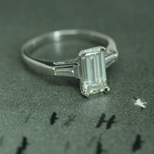 Circa 1950 Platinum Emerald Cut Diamond Ring