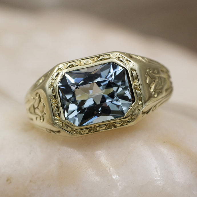 1930s-50s Handmade 4 Carat Aquamarine Ring